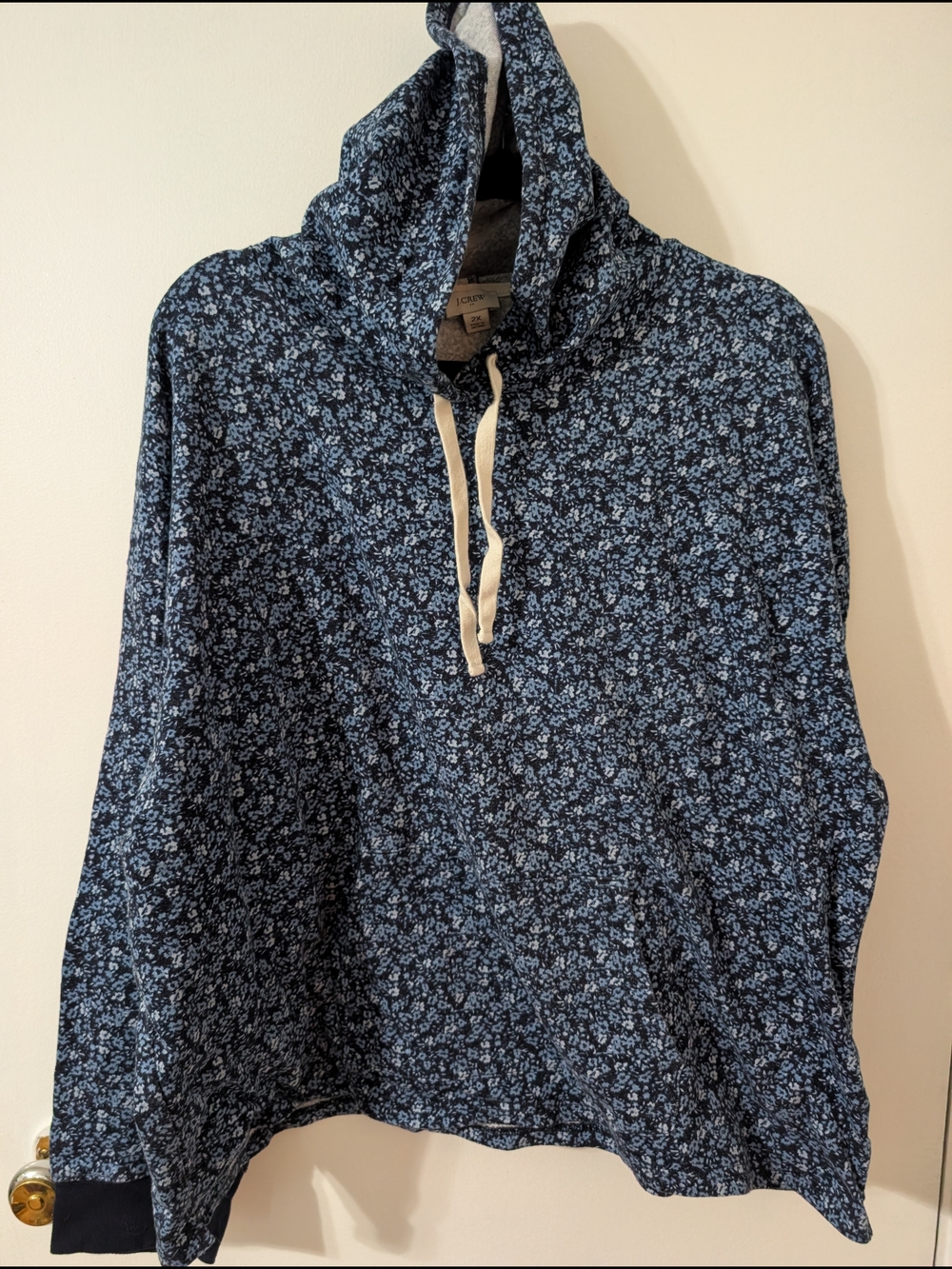 Blue Floral Pullover Hoodie